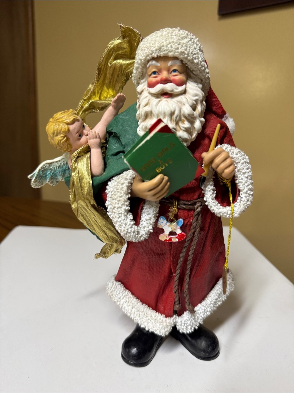 Possible Dreams Clothtique "Heaven Sent" figurine 1996 Santa Angel book 10” tall
